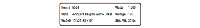 5021 Round Belgian Waffle Baker